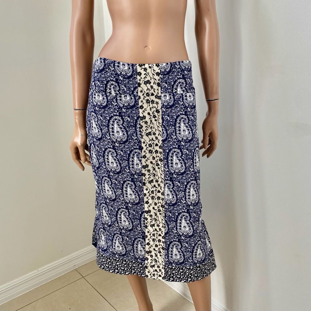ALTUZARRA as seen on “ Live With Kelley “ Cyrus navy blue paisley midi skirt 6 - Picture 6 of 15